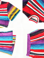 Striped Crop Top and  Wide Leg Pants Set