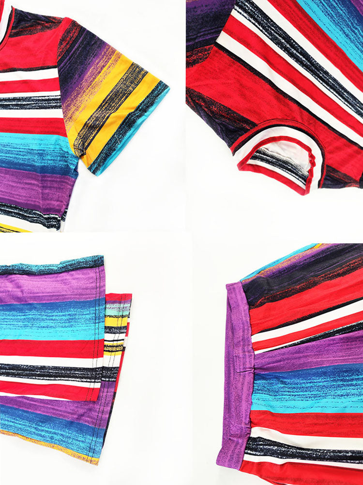 Striped Crop Top and  Wide Leg Pants Set