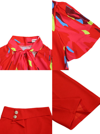 Conjunto de camisa de manga corta y pantalón ancho de talla grande 