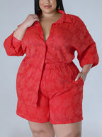 Plus Size Floral Top Shorts Set