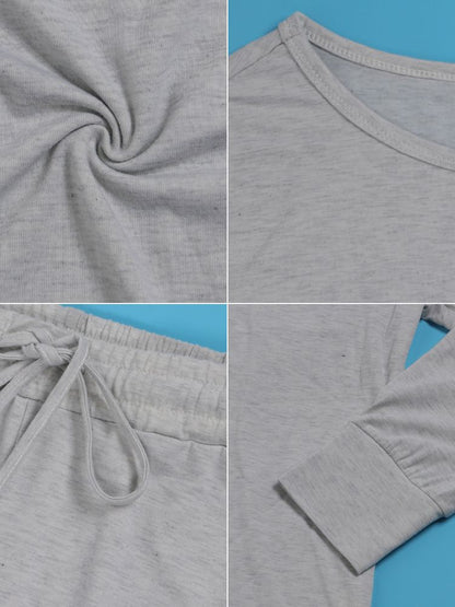 Conjuntos de sudadera con hombros descubiertos de color sólido de dos piezas 