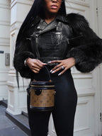 PU Leather Patchwork Moto Jacket