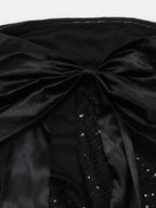 Strapless Bow Tie Back Sequin Maxi Dress