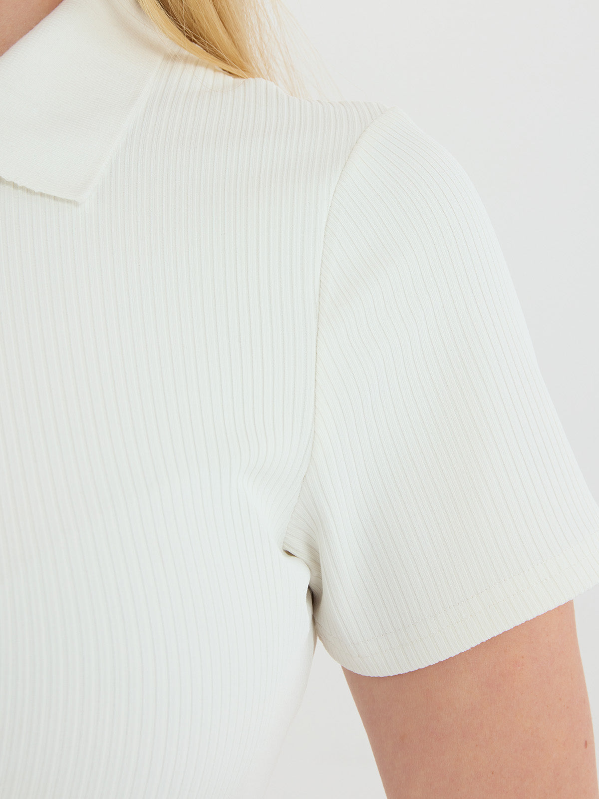 V-Neck Ribbed Striped Zipper Solid Color Mini Dress