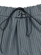 Striped Lace-Up Shirt Shorts Set