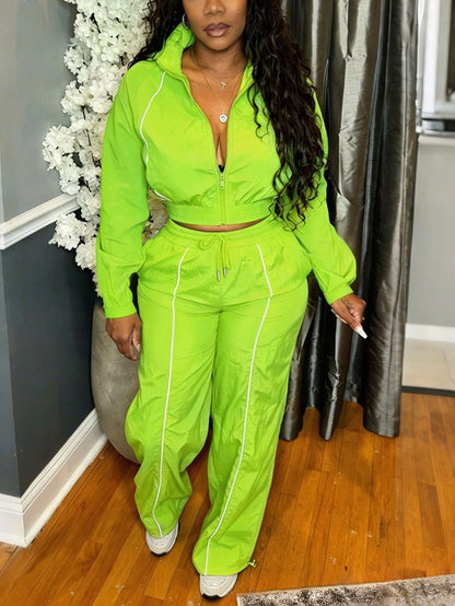 Striped Zip Jacket Pants Set