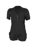Short Sleeve Zip Utility Cargo Romper