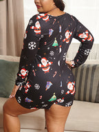 Christmas Print Long Sleeve Romper