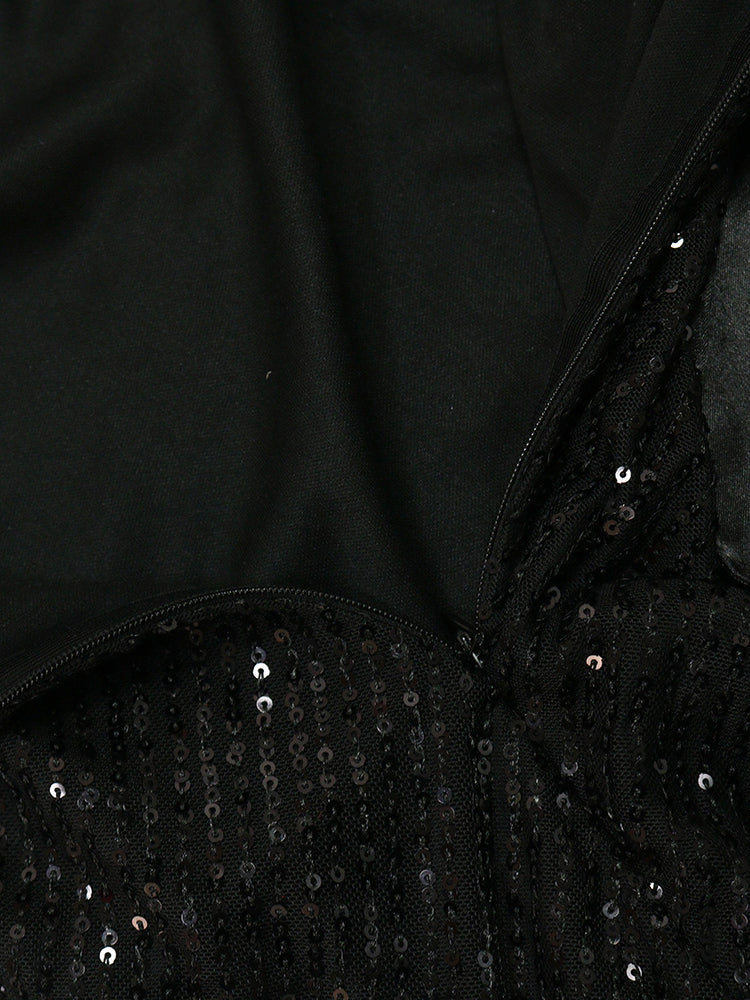 Strapless Bow Tie Back Sequin Maxi Dress