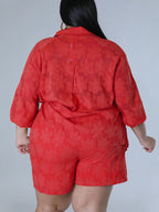 Plus Size Floral Top Shorts Set