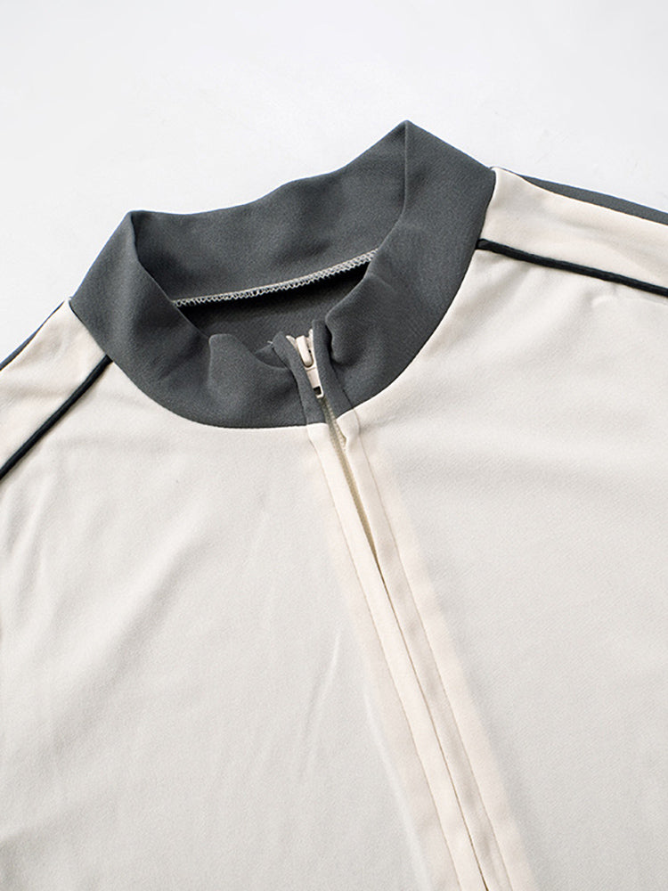 Stand Collar Slim Fit Jacket and Pants Set