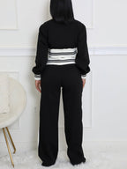 Zip Up Top Color Block Pants Set