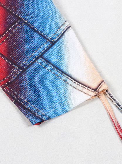 Printed Ruched Long-Sleeve Dress Set