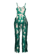 Tie Dye Fringe Cami Romper Pants Set