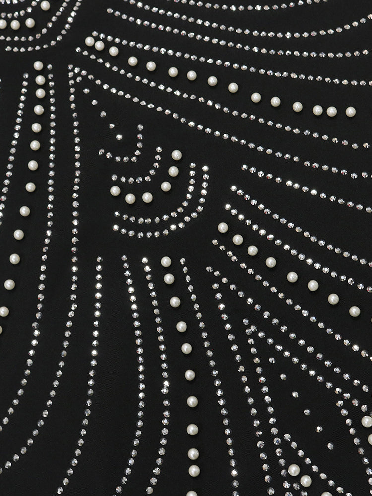 Strappy Rhinestone Mesh Maxi Dress