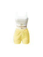 Letter Print Crop Tank Top Shorts Sets