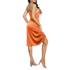 Spaghetti Strap Drawstring Ruched Dress