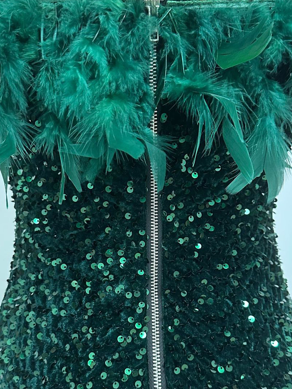Sleeveless Feathers Sequin Party Mini Dress