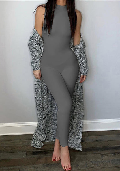 Sleeveless Zipper Jumpsuits