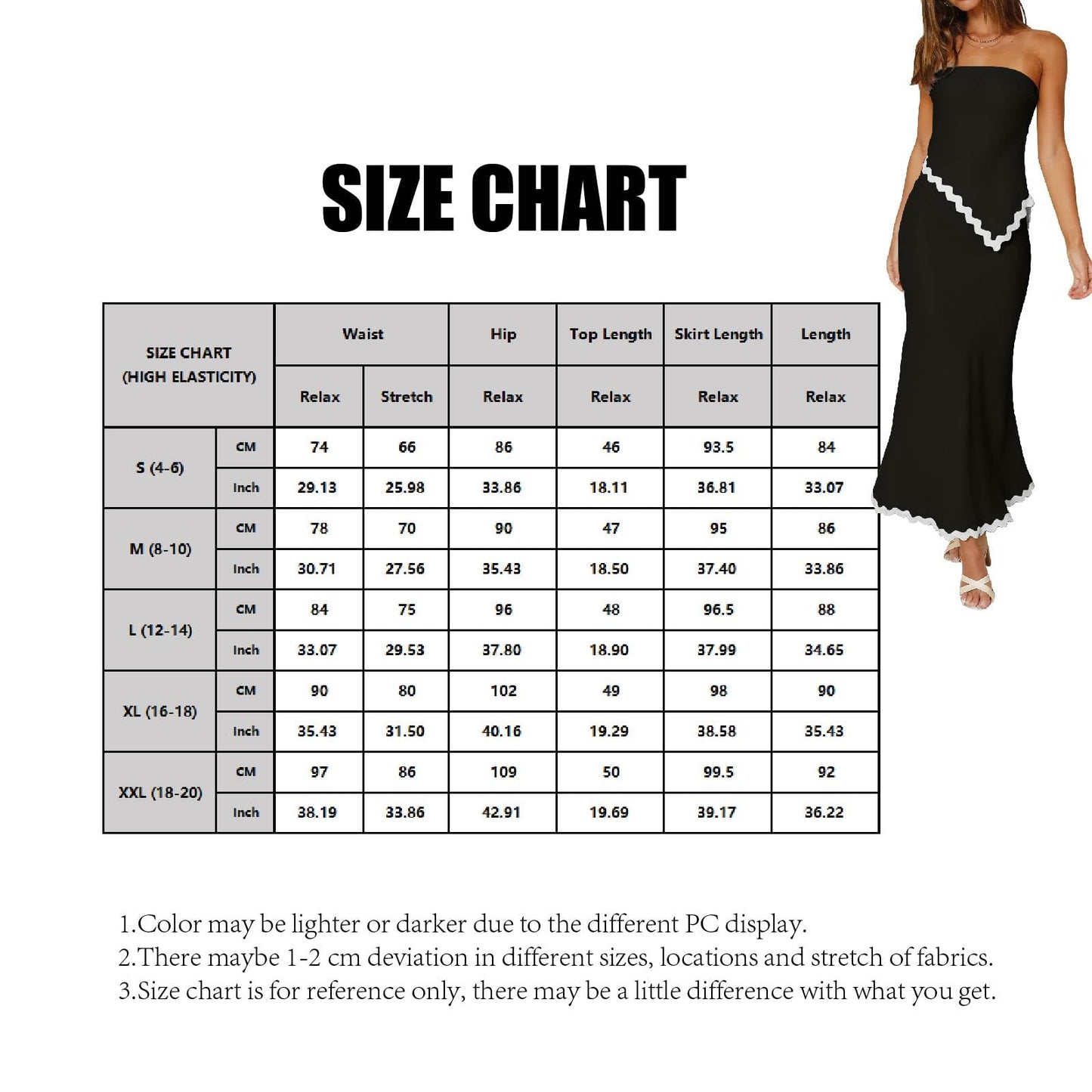 Top de tubo irregular de dos piezas y falda larga