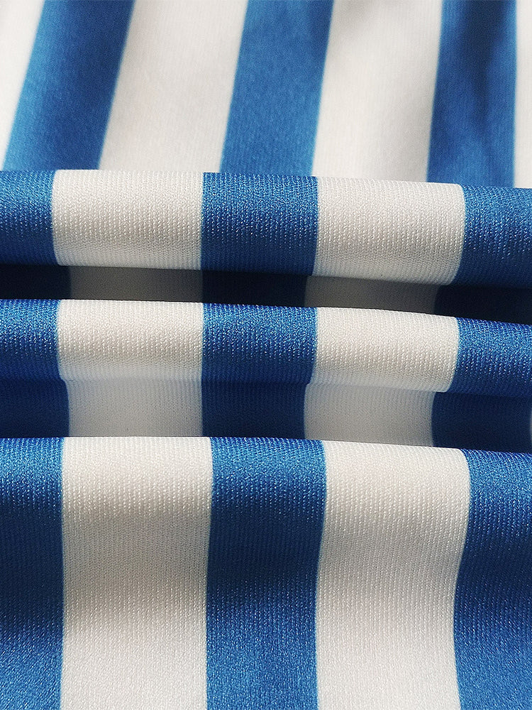 Two Pieces Striped Crop Top Wide Leg Pants