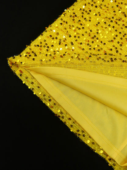 Off-Shoulder Puff Sleeves Sequin Midi Dress