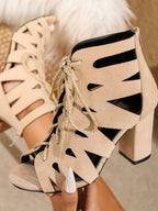 Peep Toe Cutout Heel Sandal Boots