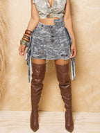 Camouflage Fringe Mini Skirt
