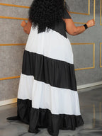 Plus Size Colorblock Print Flowy Maxi Dress