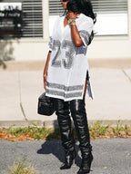 Number Graphic Rhinestone Mesh T-Shirt Dress