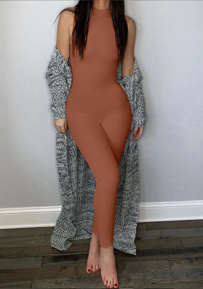 Sleeveless Zipper Jumpsuits