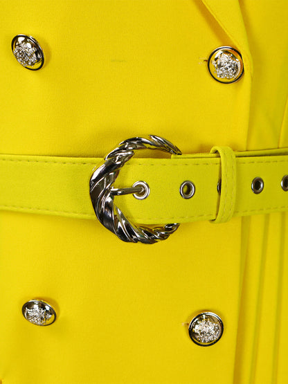 Belted Blazer Pleated Midi Dress