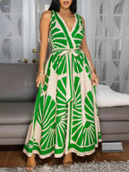Boho Print Cross Back Maxi Dress