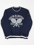 Vintage Tennis Print Sweatshirt Pleated Skirt Set