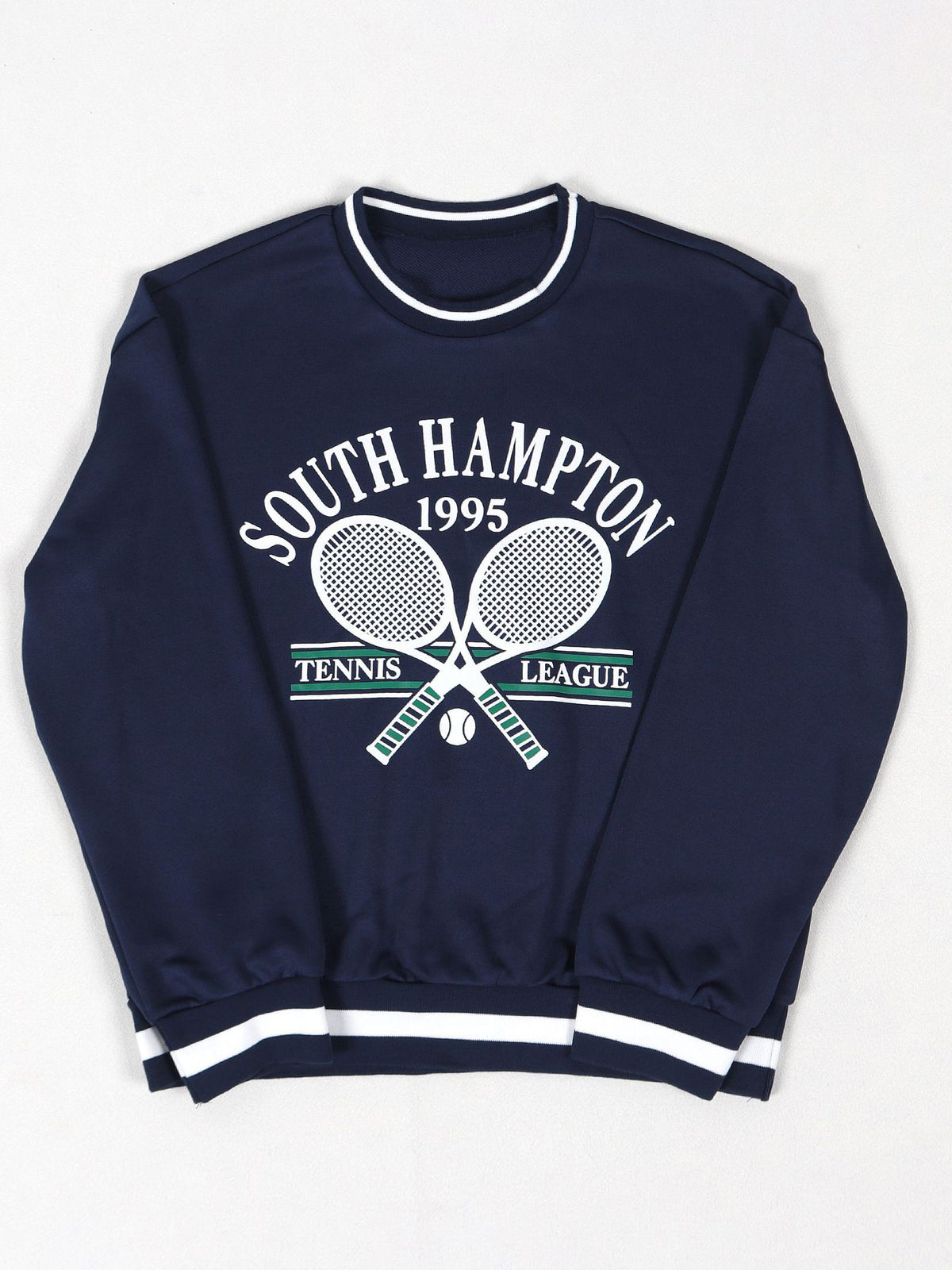 Vintage Tennis Print Sweatshirt Pleated Skirt Set