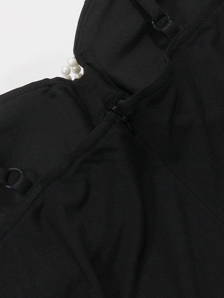 Strappy Rhinestone Mesh Maxi Dress