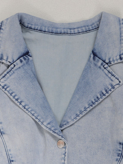 Sleeveless Elastic Waist Denim Romper