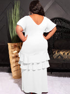 Vestidos largos con capas de volantes y manga corta