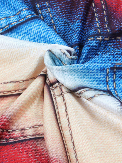 Printed Ruched Long-Sleeve Dress Set