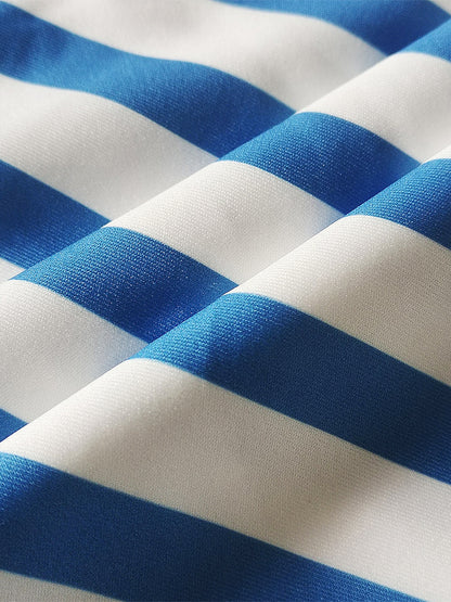 Two Pieces Striped Crop Top Wide Leg Pants