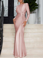 Elegant Waist Twist Ruched Evening Maxi Dress