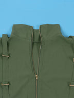 Short Sleeve Zip Utility Cargo Romper