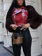PU Leather Patchwork Moto Jacket