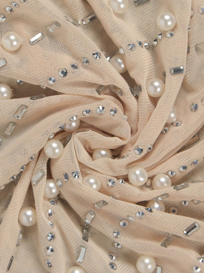 Feather Rhinestone Strapless Mini Dress