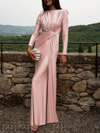 Elegant Waist Twist Ruched Evening Maxi Dress