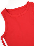 Sleeveless Sporty Striped Pleated Mini Dress