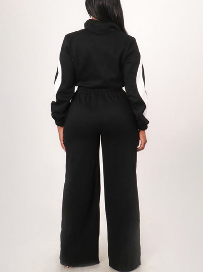 Color Block Half Zip Jumpsuit