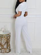 Scarf Neck Belted Wide Leg Jumpsuit