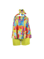 Halter Neck Open Back Top and Shorts Set