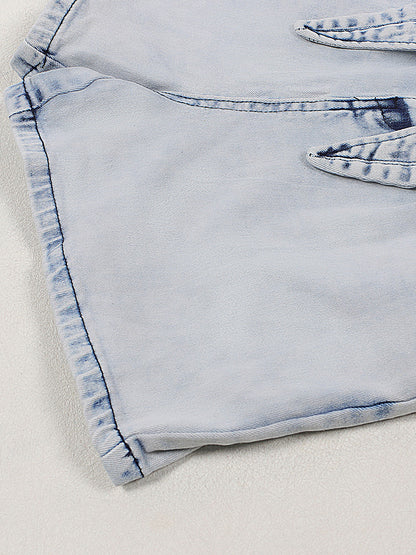 Sleeveless Elastic Waist Denim Romper